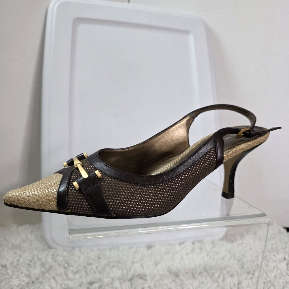 A. Marinelli Slingback Heels, SIZE:9.5, BROWN & TAN
